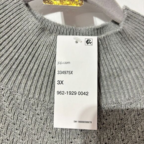 Liz Claiborne Womens Mock Neck Sweater Dress 3X Gray Long Sleeve Knitted NWT - Picture 6 of 8